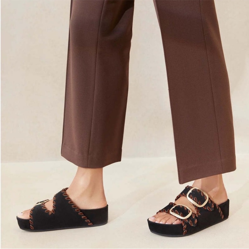 Loeffler Randall black and brown Theo platform Sandals - Size 10